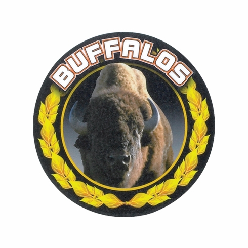 2 Inch in Diameter Round 'Buffalos' Sports Insert in Gold and Mylar