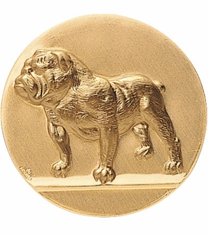 2-Inch in Diameter Round Metal Bulldog Themed Stamped Insert in Gold