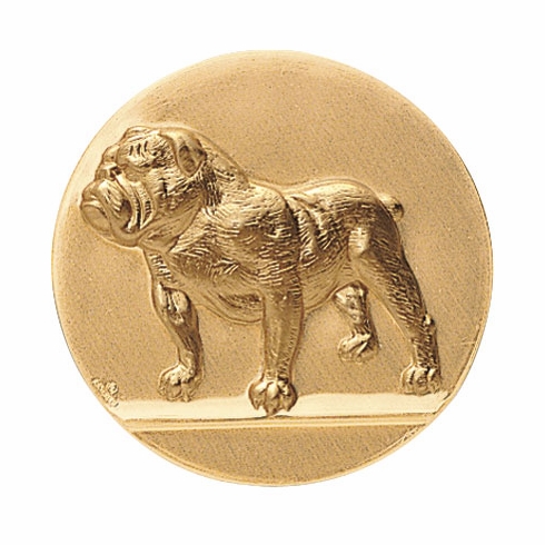 2-Inch in Diameter Round Metal Bulldog Themed Stamped Insert in Gold