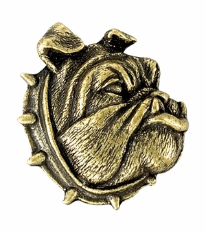 1-1/8 Inch in Height Bulldog Mascot Pin in Antique Brass