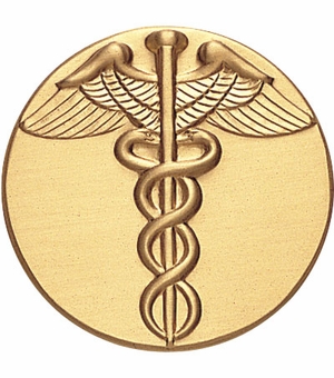 2-Inch in Diameter Round Metal Medical Themed Stamped Insert in Gold