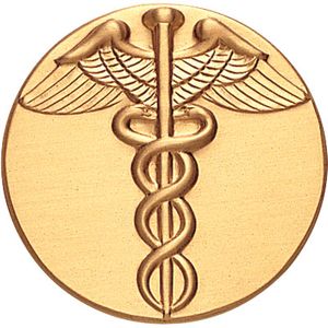 2-Inch in Diameter Round Metal Medical Themed Stamped Insert in Gold