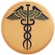 2-Inch in Diameter Round Etched-Enameled Metal Caduceus Themed Medallion Insert in Gold with Peel-and-Stick Back