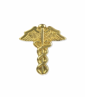 CADUCEUS GOLD PLATED PIN 5/8