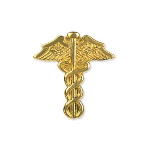 CADUCEUS GOLD PLATED PIN 5/8