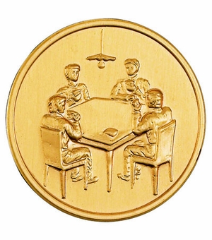 2-Inch in Diameter Round Stamped Metal Card Game Insert in Multiple Colors
