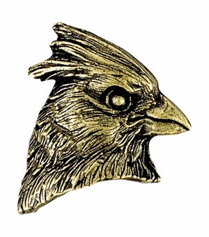 1-1/8 Inch in Height Cardinal Mascot Pin in Antique Brass