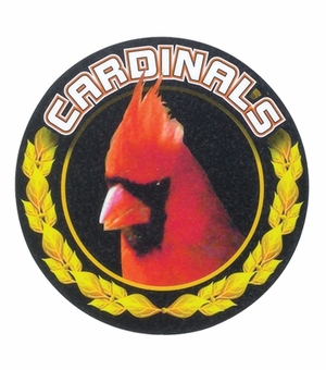 2 Inch in Diameter Round 'Cardinals' Gold and Mylar Sports Insert