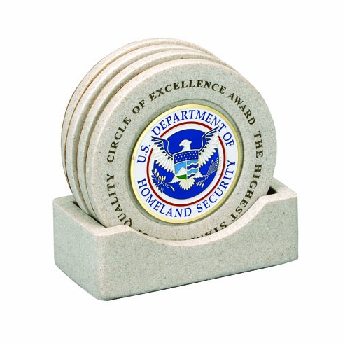 CAST STONE COASTERS WITH HOLDS 2 INCH INSERT