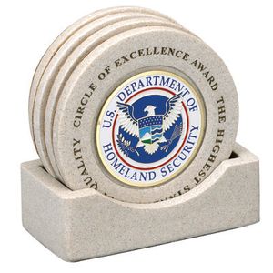 CAST STONE COASTERS WITH HOLDS 2 INCH INSERT