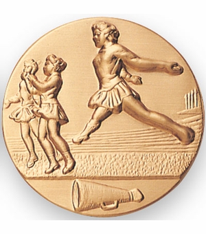 2-Inch in Diameter Round Metal Cheerleading Stamped Insert in Gold