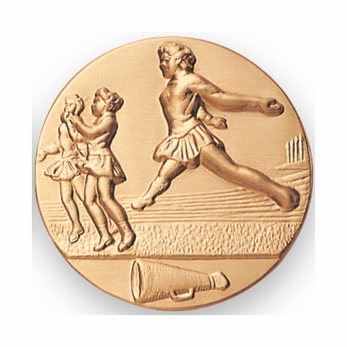 2-Inch in Diameter Round Metal Cheerleading Stamped Insert in Gold