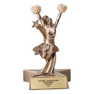CHEERLEADER, FEMALE, 6 1/2 INCH FIGURE TROPHY