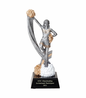 CHEERLEADER, FEMALE, 8 1/2 INCH FIGURE TROPHY