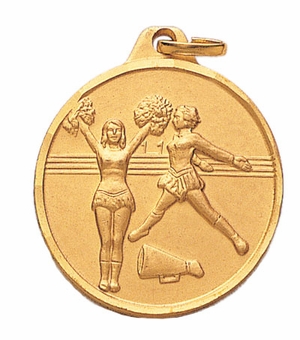 1-1/4 Inch Die-Struck Cheerleading Medal in Gold, Silver, or Bronze