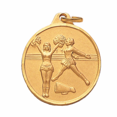 1-1/4 Inch Die-Struck Cheerleading Medal in Gold, Silver, or Bronze