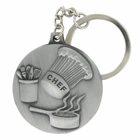 CHEF/CULINARY ARTS ANTIQUE SATIN PEWTER KEY CHAIN