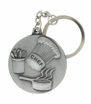 CHEF/CULINARY ARTS ANTIQUE SATIN PEWTER KEY CHAIN