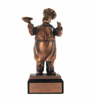 CHEF FIGURE TROPHY, 11-1/2 INCH , ELECTROPLATED IN ANTIQUE BRONZE