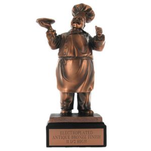 CHEF FIGURE TROPHY, 11-1/2 INCH , ELECTROPLATED IN ANTIQUE BRONZE