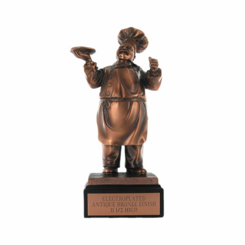 CHEF FIGURE TROPHY, 11-1/2 INCH , ELECTROPLATED IN ANTIQUE BRONZE