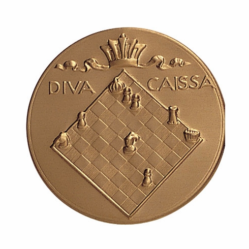 2-Inch in Diameter Round Metal Chess Themed Stamped Insert in Gold
