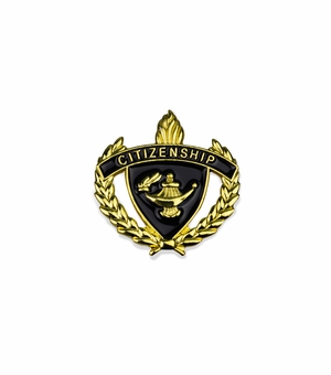 1-Inch in Height Gold Wreathed Lamp of Learning 'Citizenship' Pin