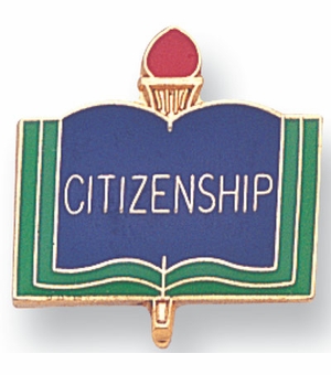 CITIZENSHIP PIN ENAMELED GOLD
