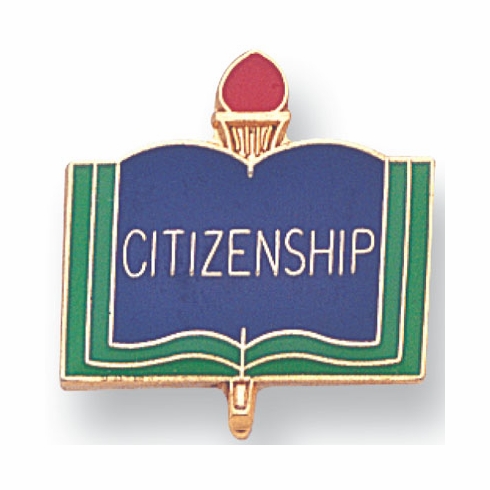 CITIZENSHIP PIN ENAMELED GOLD