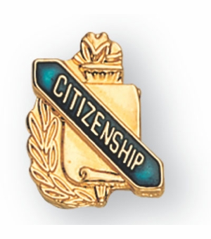 CITIZENSHIP PIN GOLD ENAMELED