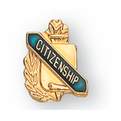 CITIZENSHIP PIN GOLD ENAMELED