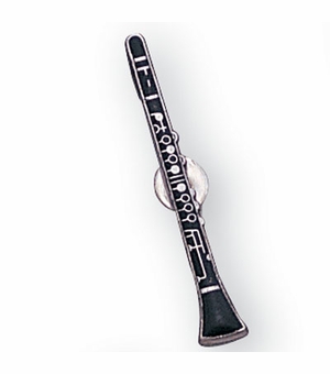 CLARINET PIN ENAMELED SILVER