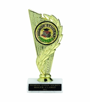 COLUMN TROPHY, 6-3/4 INCH, WHITE PLASTIC BASE, 2 INCH INSERT