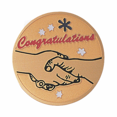 CONGRATULATIONS, 2 INCH ETCHED ENAMELED