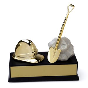 CONSTRUCTION TROPHY, 6-1/4 x 5-3/4 x 3-1/4 INCH, RESIN STONE