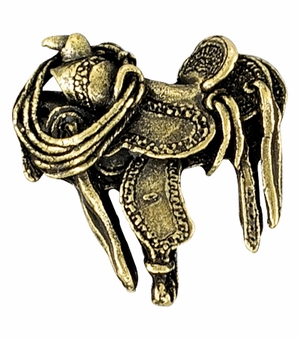 1 Inch in Height Cowboy-Saddle Mascot Pin in Antique Brass