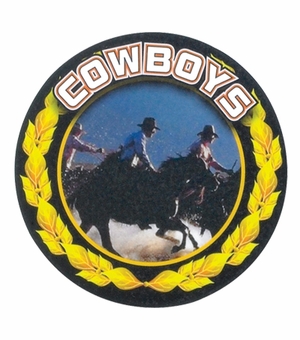 2 Inch in Diameter Round Detailed 'Cowboys' Sports Insert in Gold with Mylar Detailing