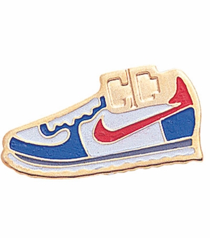 1/2 Inch in Height Enameled Cross Country Shoe Pin in Gold