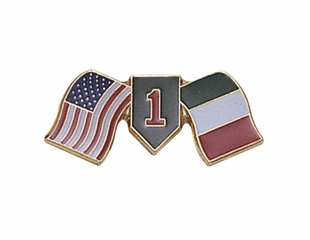 CROSSED AMERICAN AND ITALIAN FLAG  DIVISION ONE PIN