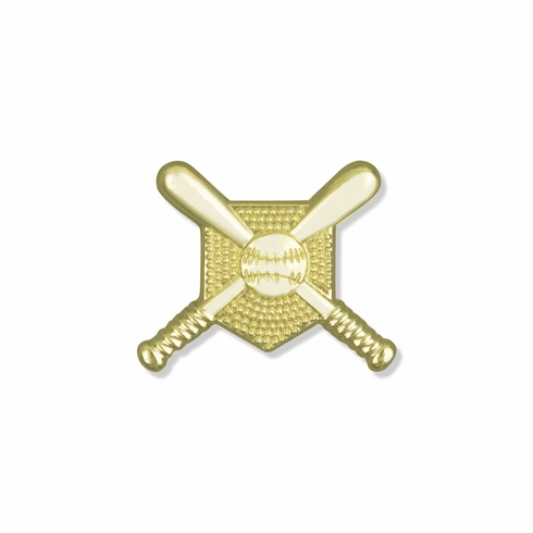 CROSSED BATS CHENILLE PIN GOLD