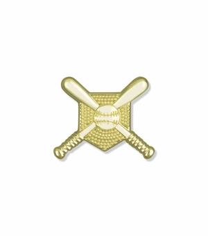 CROSSED BATS CHENILLE PIN GOLD