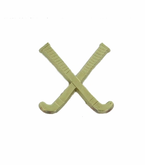 CROSSED FIELD HOCKEY STICKS CHENILLE PIN GOLD