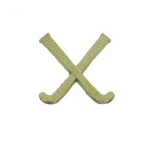 CROSSED FIELD HOCKEY STICKS CHENILLE PIN GOLD