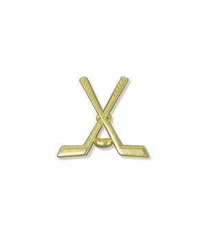 CROSSED HOCKEY STICKS CHENILLE PIN GOLD     