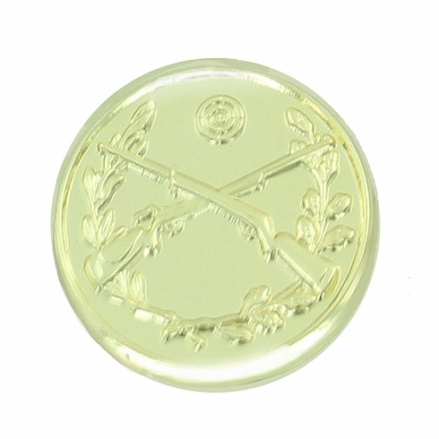 CROSSED RIFLES BRIGHT GOLD LAPEL PIN