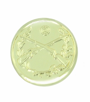 CROSSED RIFLES BRIGHT GOLD LAPEL PIN