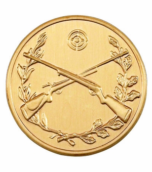 2-Inch in Diameter Round Stamped Metal Rifle Themed Insert in Multiple Colors