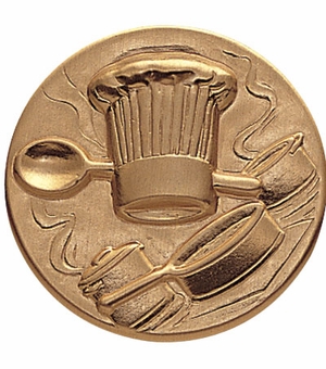 2-Inch in Diameter Round Metal Culinary Arts Themed Stamped Insert in Gold