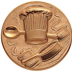 2-Inch in Diameter Round Metal Culinary Arts Themed Stamped Insert in Gold