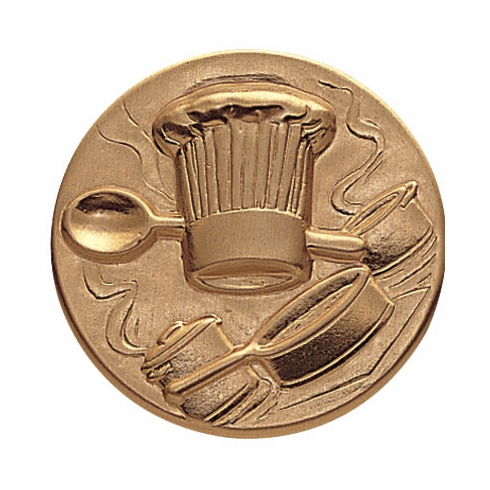 2-Inch in Diameter Round Metal Culinary Arts Themed Stamped Insert in Gold